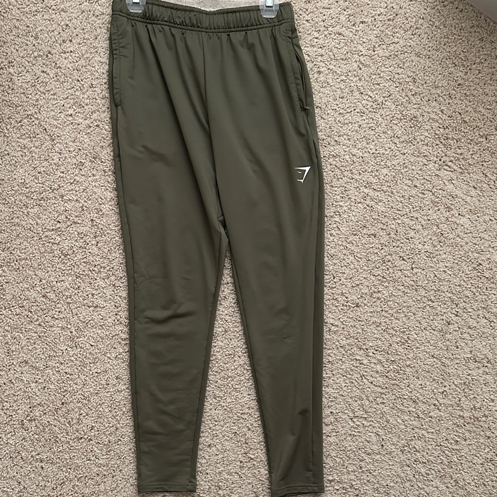 Gymshark Men's Olive Performance Joggers with Subtle Logo